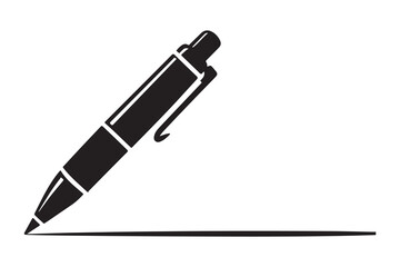Modern fountain pen icon flat black silhouette vector isolated on transparent
