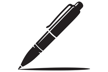 Modern fountain pen icon flat black silhouette vector isolated on transparent
