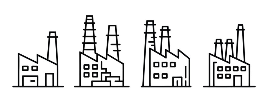 Factory line icons industrial and manufacturing vector illustration