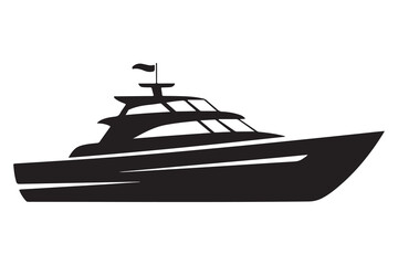 Ship boat silhouette marine travel transport icon in black and white illustration
