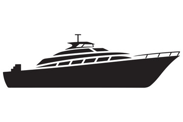 Obraz premium Ship boat silhouette marine travel transport icon in black and white illustration 