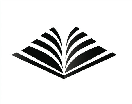 Open book icon for education or library logo, a symbol of knowledge and learning resources