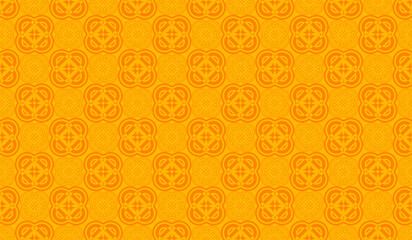 Fototapeta premium Yellow ornamental circular medallion seamless pattern