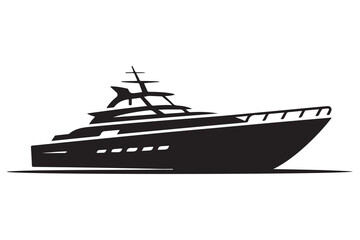 Ship boat silhouette marine travel transport icon in black and white illustration
