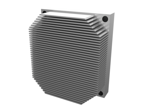 3D Rendered Electronic Heatsink Cooler for CPU and GPU Thermal Management and Efficient Heat Dissipation: High-Resolution Isolated PNG Component on Transparent Background for Tech Designs