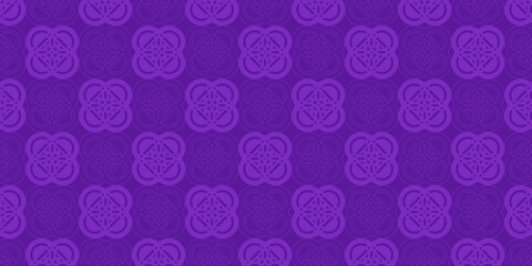 Purple ornamental circular medallion seamless pattern