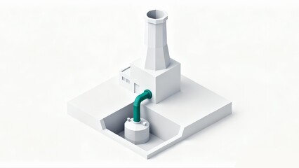 Carbon Capture Icon | Minimalist 3D Art of CO2 Storage & Industrial Emission Reduction Facility