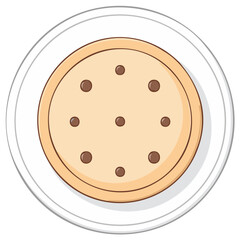 Fototapeta premium Classic chocolate chip cookie illustration served on a clean white plate ideal sweet dessert treat graphic