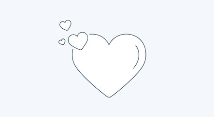 A large heart outline with three smaller hearts floating above it.