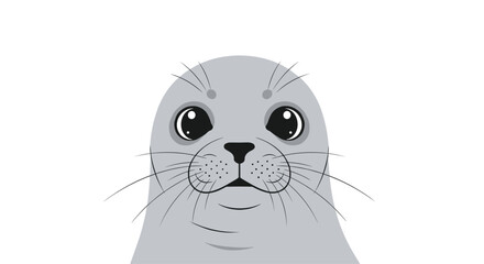 A cute, cartoon seal peeking from the side with large, expressive eyes and whiskers.