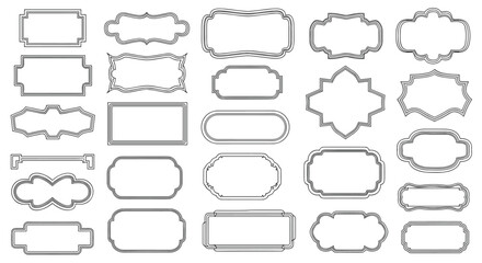 Collection of diverse ornate rectangular and irregular shaped decorative borders and frames.