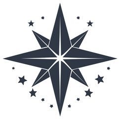 Geometric Starburst with Smaller Stars Circular Design Illustration