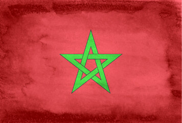Fototapeta premium モロッコ 国 旗 和紙 背景