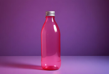 Plastic Water Bottle on Pink Background