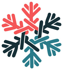 Obraz premium Abstract Geometric Snowflake Design with Red and Teal Accents