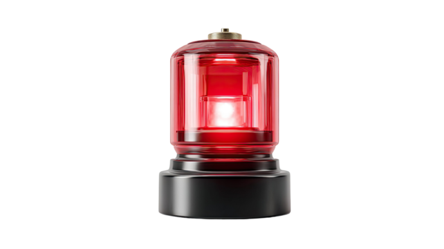 rotating beacon flashing red light emergency warning lamp alert signal safety equipment siren device isolated on white background