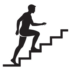 Silhouette of Man Climbing Stairs
