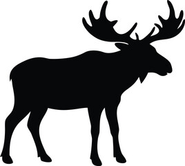 Obraz premium elk deer moose silhouette vector illustration