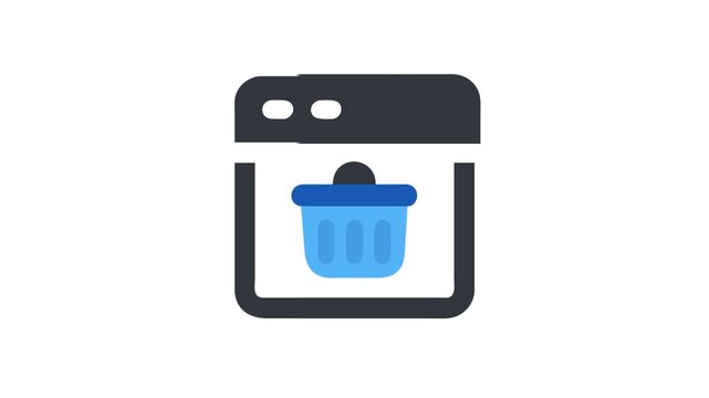 Blue delete icon displayed within a dark window frame