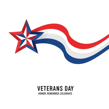 Veterans Day Star Ribbon Patriotic USA Holiday Celebration