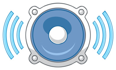 Loud audio speaker icon with sound waves vector illustration