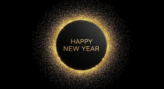 Happy new year text with golden glitter effect
