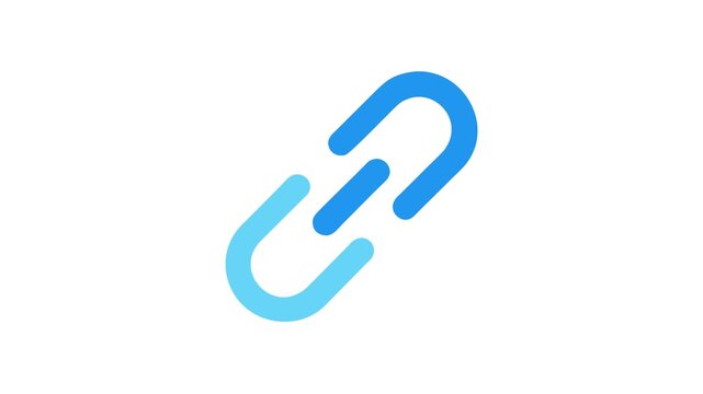 Blue chain link icon on a White Background visual