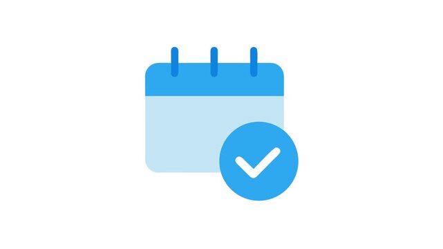 Calendar icon with checkmark completion symbol on White Background