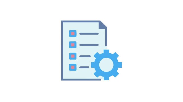 Document with gear, settings, options and configuration interface