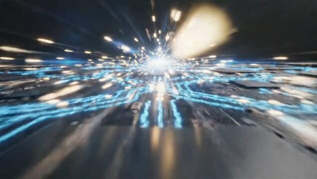 Hyper Speed Light Streak Road to Portal
