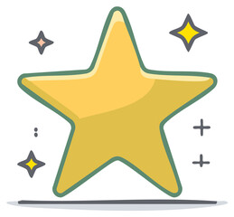 Charming Cartoon Star Icon with Shimmering Effects for Design and Celebrations