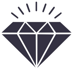 Sparkling dark diamond icon symbolizing luxury, preciousness, and elegance
