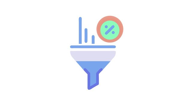 Data filtering funnel icon with percentage circle accent