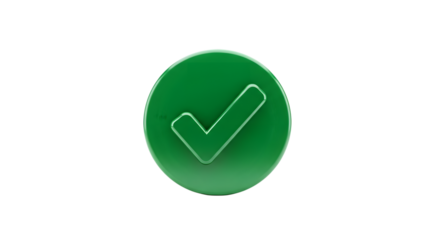 Green check mark in a circle isolated on transparent background