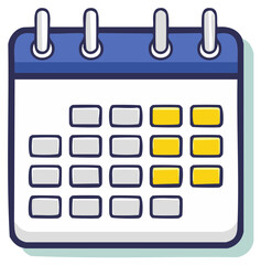 Calendar illustration with selected dates; planning and reminders on a monthly organizer for schedule and events management tool
