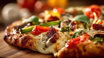 hunger. A delicious pepperoni pizza sits on a rustic wooden board, captured from an overhead angle. representing modern convenience.