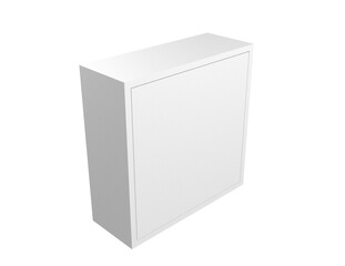 Professional, Clean, High-Quality 3D Rendering: Gray Front Modular Square Cabinet Unit (Modern Minimalist Design). Isolated Kitchen Storage, Vanity, or Utility Box on Transparent PNG HD Background.