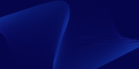 Abstract glowing wave lines on dark blue background. Dynamic wave pattern. Modern flowing wavy lines. Futuristic technology concept. Suit for banner, poster, cover, brochure, flyer, website