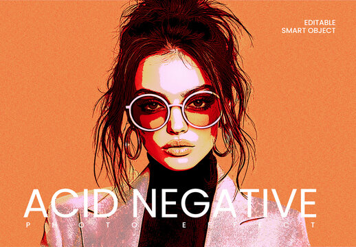 Acid Negative Photo Effect Mockup