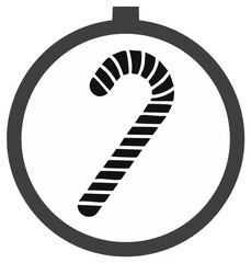 Minimalist Christmas Ornament Icon Featuring a Striped Candy Cane in a Circle