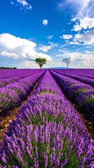Lavender field under a vibrant sky