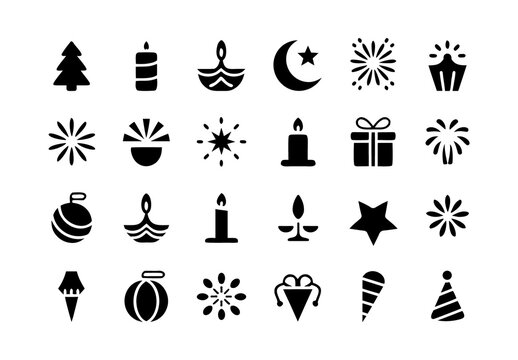 Festival And Celebration Icon Set Design