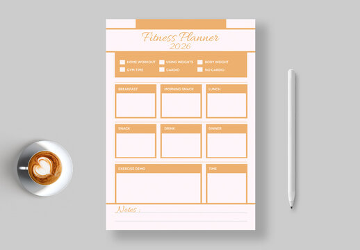 Fitness Planner Note for Self Improvement Tracking