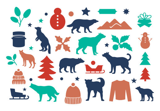 Flat Vector Winter and Holiday Icon Set