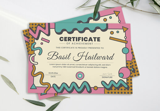 Memphis Style Creative Certificate Template