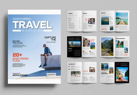Modern Travel Magazine Template Layout for Adventure and Tourism