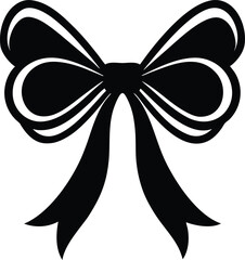 Simple Elegant Black Bow Icon Design Element Isolated on Transparent Background Decorative Ribbon for Gifts Presents Celebrations