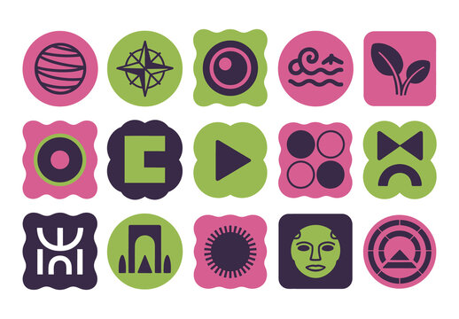 Retro Geometric Elements Vector Set