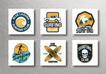 Surfing Logo Badge Set Layout
