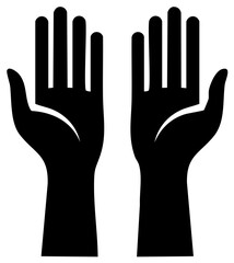 Fototapeta premium Two raised hands icon symbol with open palms upwards for support or participation